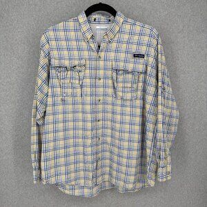 Columbia Mens Super Bahama Button Down Shirt Size XL Vented Fishing Roll Tab